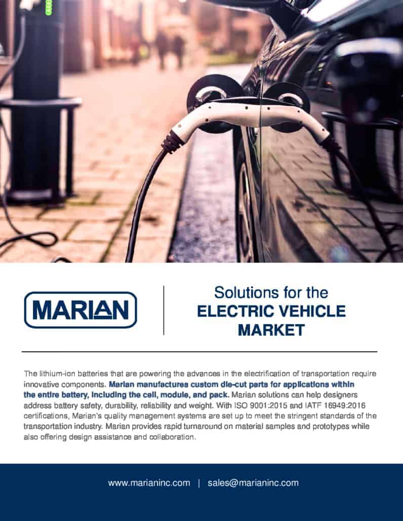 Marian Brochure: EV Market Custom Die-Cut Solutions
