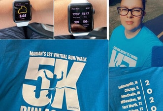 Collage of employees participating in a Marian Inc. community event