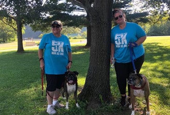 Pam H and Nicole B engaging in a Marian Inc. team-building activity