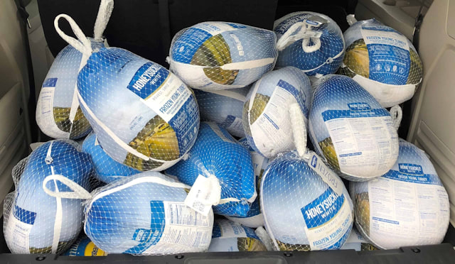 Marian Fort Worth donates turkeys to Charles Nash Elementary during the holiday season