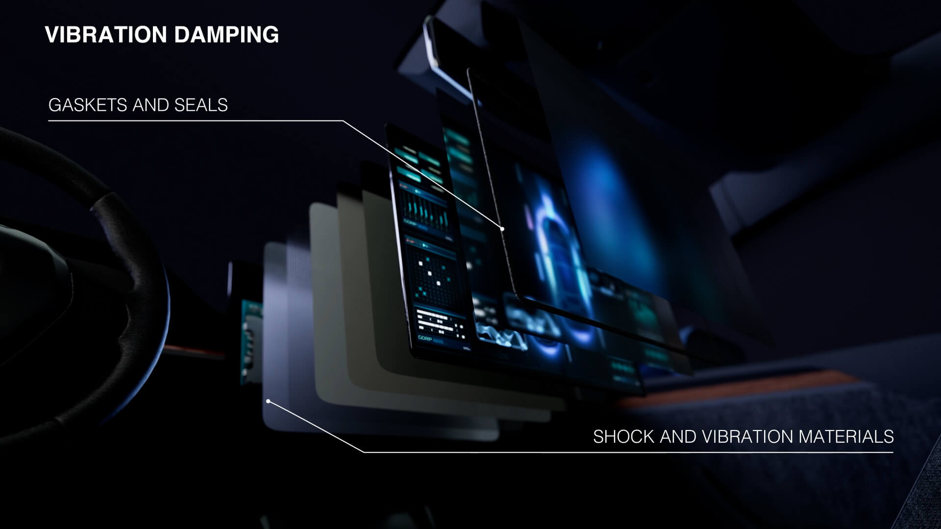 Displays - vibration damping Displays - vibration damping